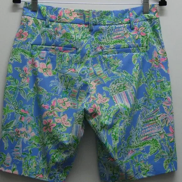 NWT Lilly Pulitzer Boca Blue Natia Mid-Rise Shorts Size 2 MSRP $98 - Picture 3 of 6
